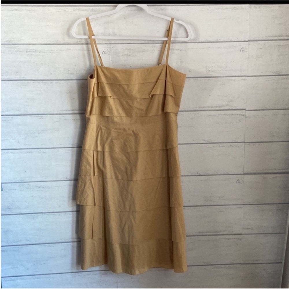 BCBGMAXAZRIA Nude/Tan Tiered  Summer Dress